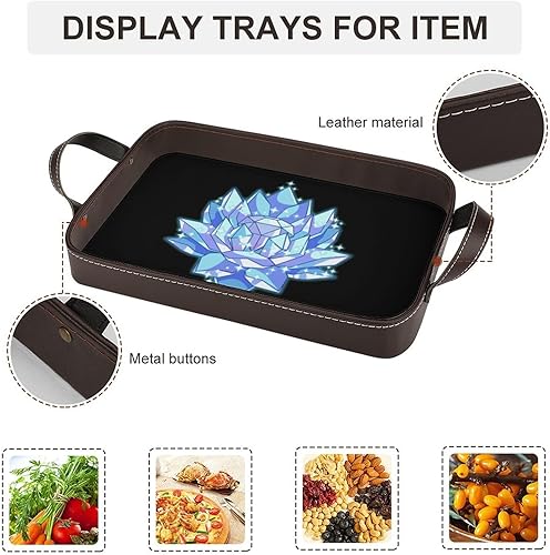 Miniatura 4 de Lotus Crystal Serving Tray with Handles Decorative Rectangle Kitchen Countertop Tray for Coffee Table Home Dinner