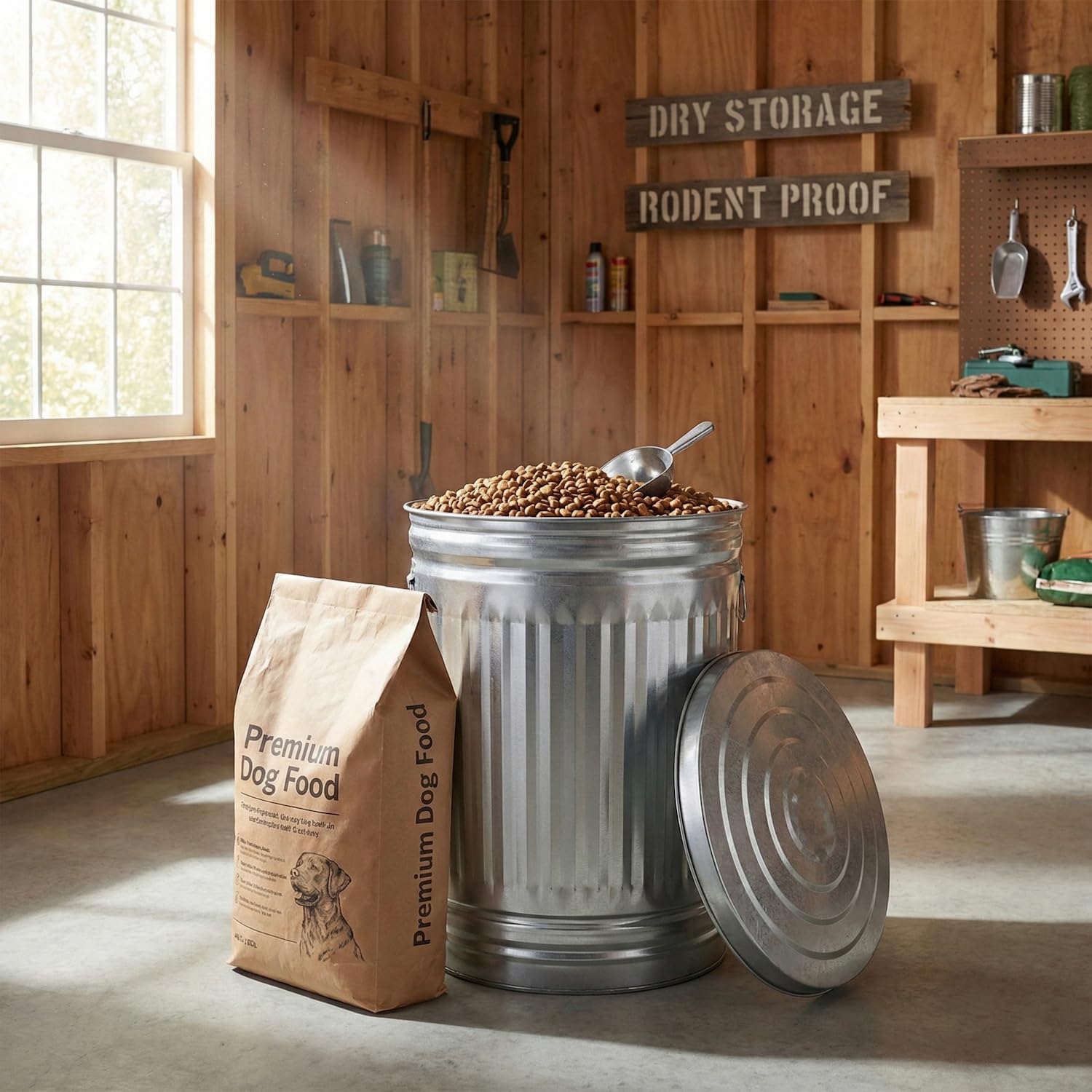31 Gallon Metal Trash Can, Galvanized Steel Trash Can with Locking Lid – Outdoor & Indoor Heavy-Duty Garbage Can, Rodent & Rust Resistant, Ideal for Yard Waste, Pet Food Storage, and More