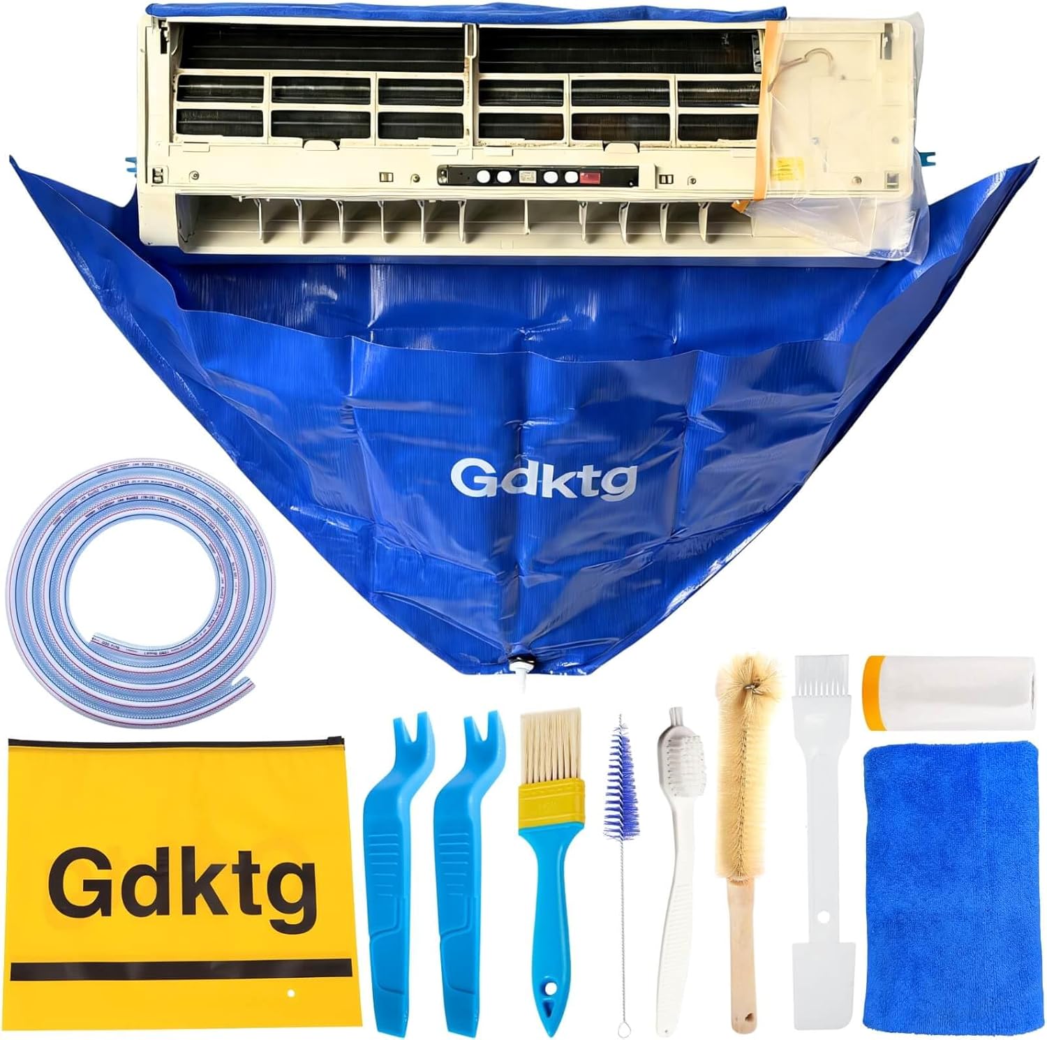 Mini Split Cleaning Kit Bag, 10Pcs Ac Cleaning Kit, Reusable Air Conditioner Cleaning Kit, Waterproof Minisplit Cleaning Kit for HVAC (Large)