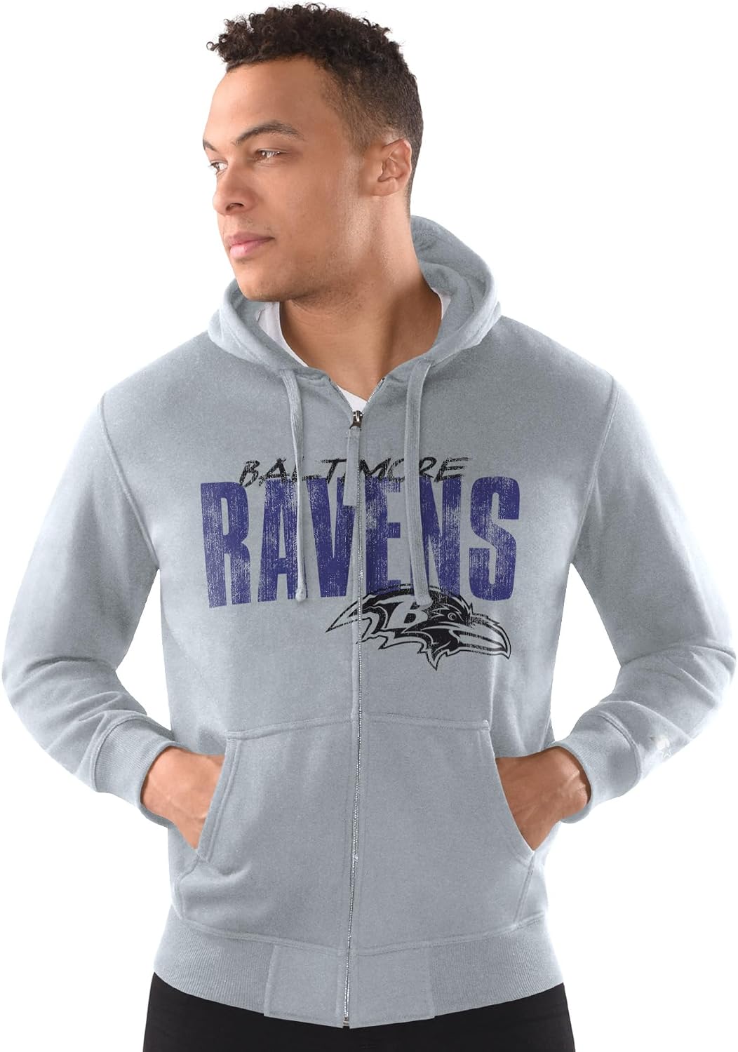 Starter Men's NFL Distressed Classic Full-Zip Hoodie