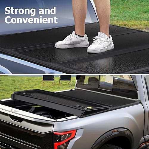 Vista 19 de Cubierta Tonneau rígida y plegable para caja de camioneta Jeep Gladiator de 5 pies, cubierta Tonneau de tres pliegues compatible con Gladiator Duro