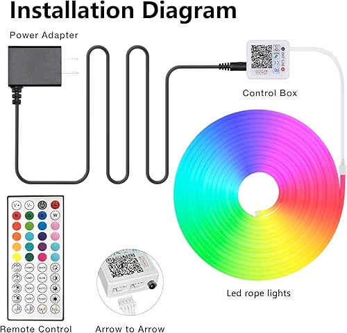 Miniatura 8 de Tira de luces de neón de 16.4 pies, tira de luces LED RGB, control de aplicación, control remoto IR, sincronización de música, resistente al agua