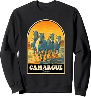 Camargue France Wild White Horses Vintage Design Sweatshirt