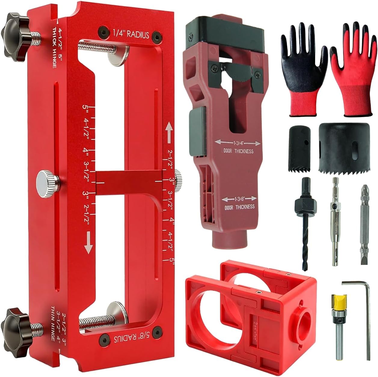 Door Hinge Jig & Lock Installation Kit, Adjustable Aluminum Mortise Jig | Aluminum alloy, hinge mortise jig, lock installation, woodworking, 2.5-5 in hinges, wood doors, router template