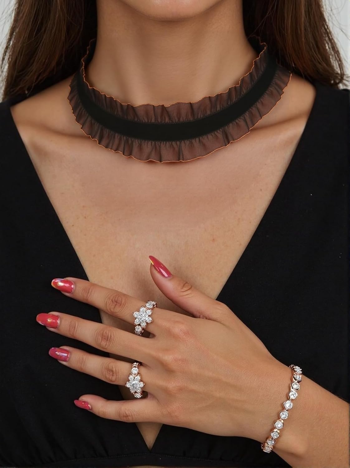 Women Gothic Victorian Lace Choker Necklace Black Vintage Style Women's Jewelry - Image 2