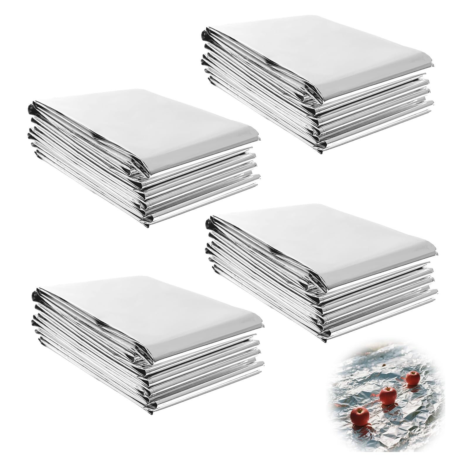 4 Pack High Silver Reflective Mylar Film, 83x 52 inch Plant Growth Mylar Films High Reflectivity, Keep Warm, Perfect for Plant Growth, First Aid, Marathon, Camping, Outdoor Survival