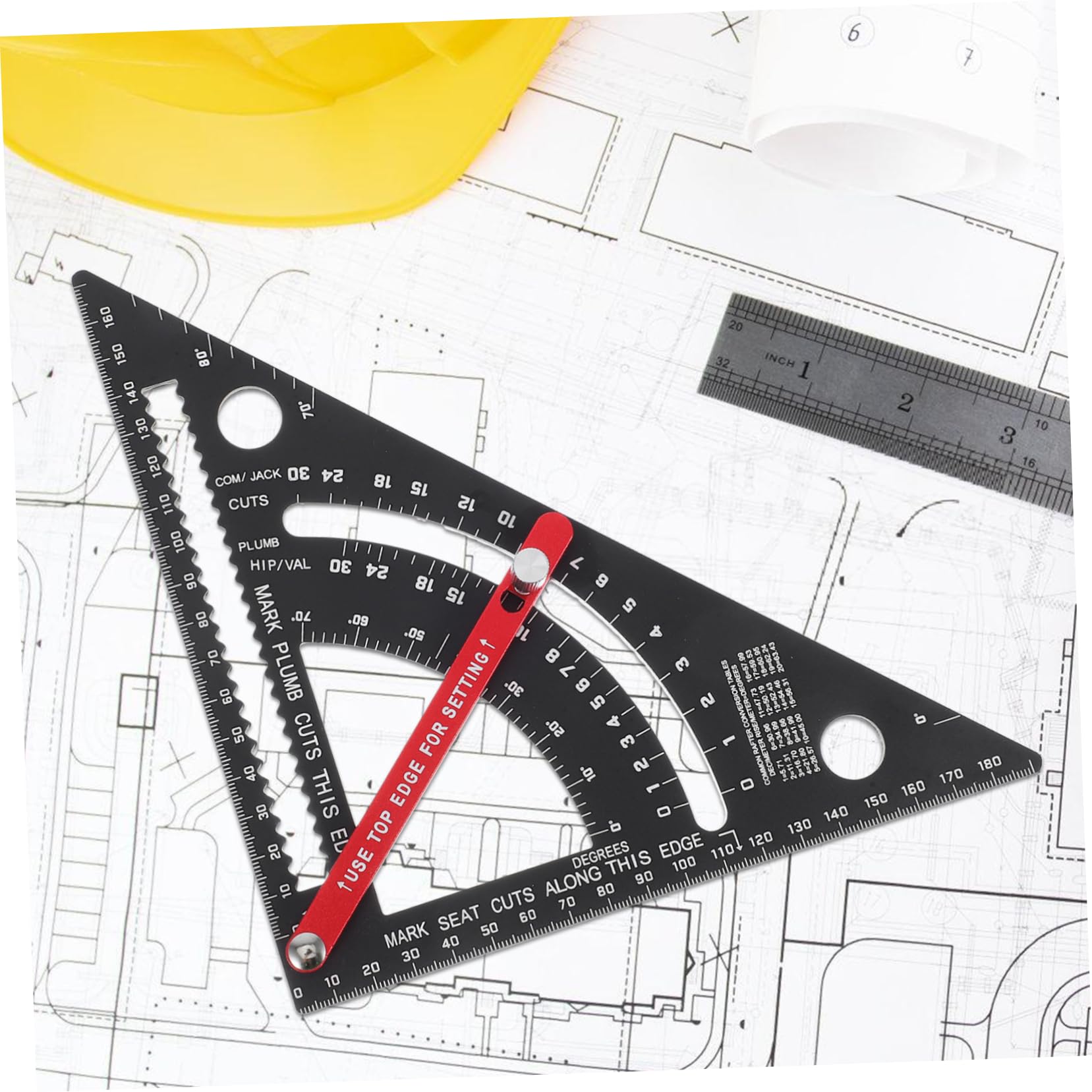 Carpenter Square Regolabile 7 Pollici, Squadra da Falegname | Lega di Alluminio Rossa, Multifunzionale per Disegno e Studio, Decorazioni Scuola per Professionisti e Studenti