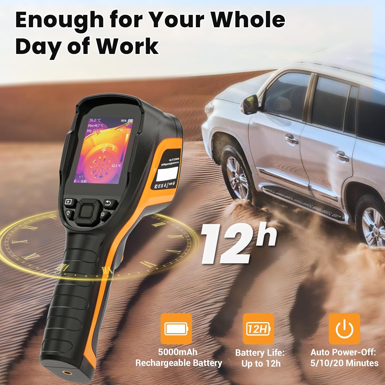 GODIAG Handheld Thermal Imaging Camera - 320x240 TISR & 256x192 IR Resolution, with PC Analysis, Video Recording, 12h Battery Life Thermal Imager with 32GB SD Card