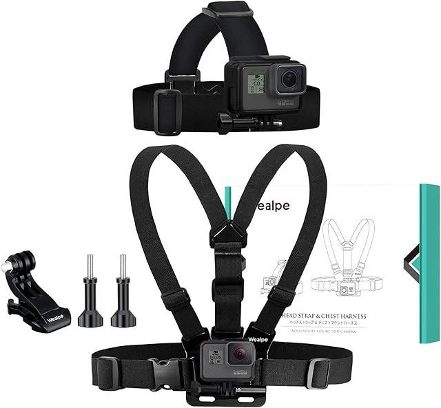 Wealpe Chest Mount Harness Head Strap Mount Compatible with GoPro Hero 11, 10, 9, 8, 7, Max, Fusion, Hero (2018), 6, 5, 4, Session, 3+, 3, 2, 1, DJI Osmo, Xiaomi Yi Cameras