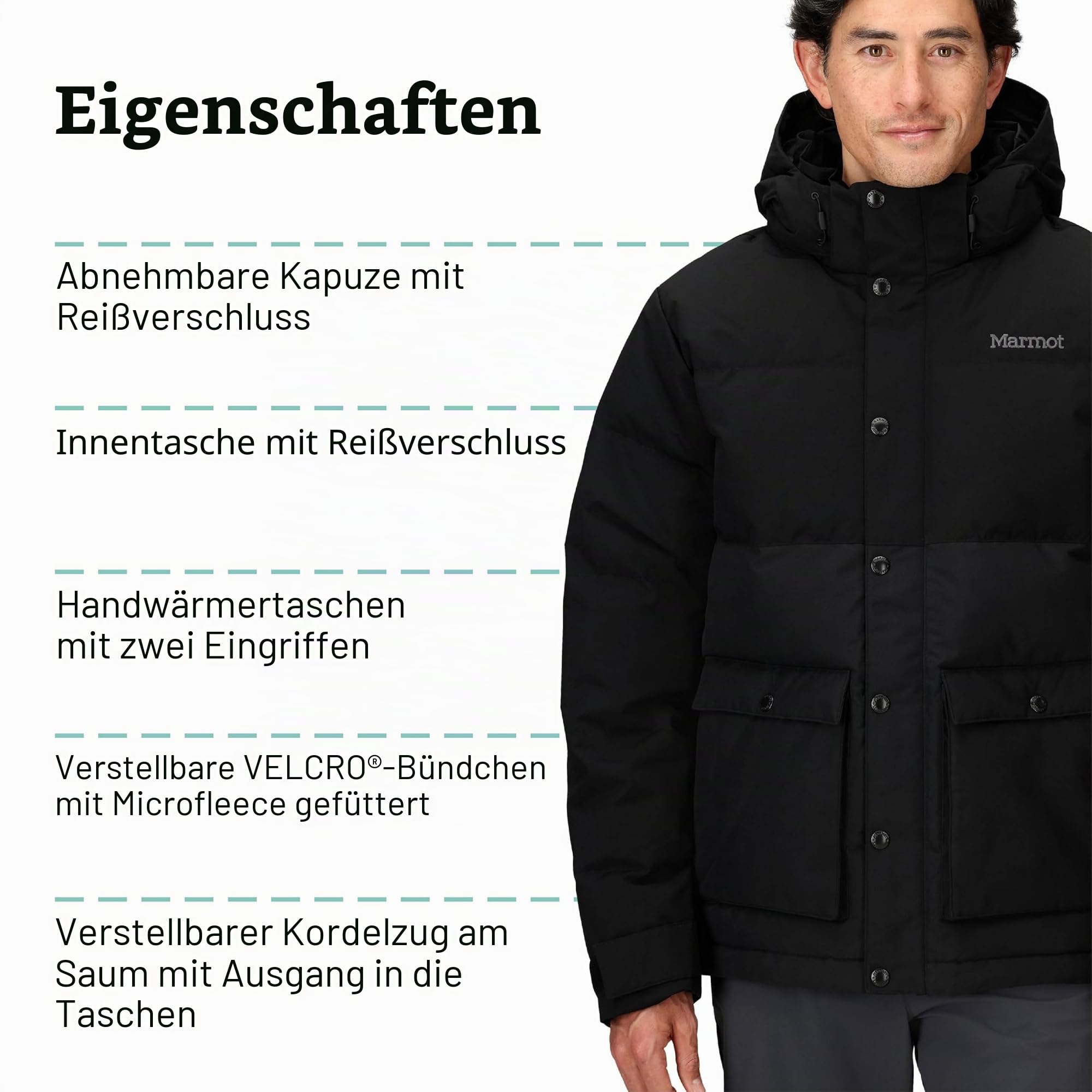 Marmot Herren Fordham Jacket Leichte Daunenjacke, warme Winterjacke, wasserabweisende Steppjacke, winddichte Funktionsjacke, Outdoorjacke mit Kapuze (1er Pack)