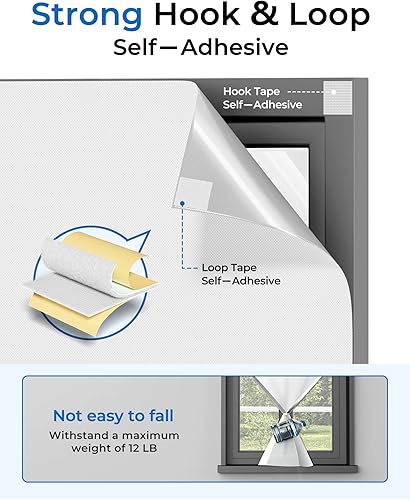 Miniatura 5 de Sumobaby Cortinas opacas portátiles de 114 x 57 pulgadas, persianas para ventanas con cintas de gancho y bucle, cortinas de ventana 100 % opacas,
