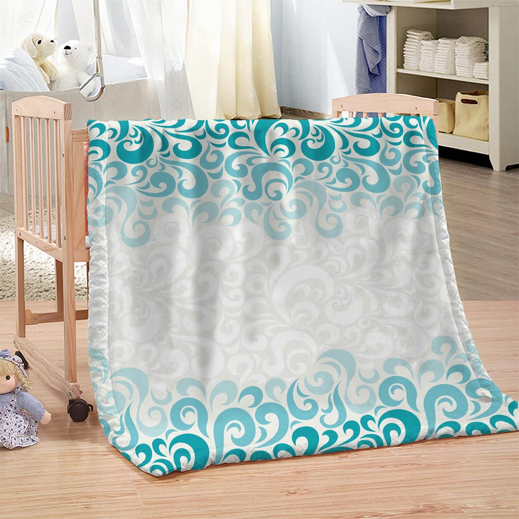 Manta Sherpa Franela Reversible patrón Azul Manta Polar, Manta Felpa de Sofá, 100% Microfibra, Suave, Caliente, Transpirable para Invierno 180x220 cm