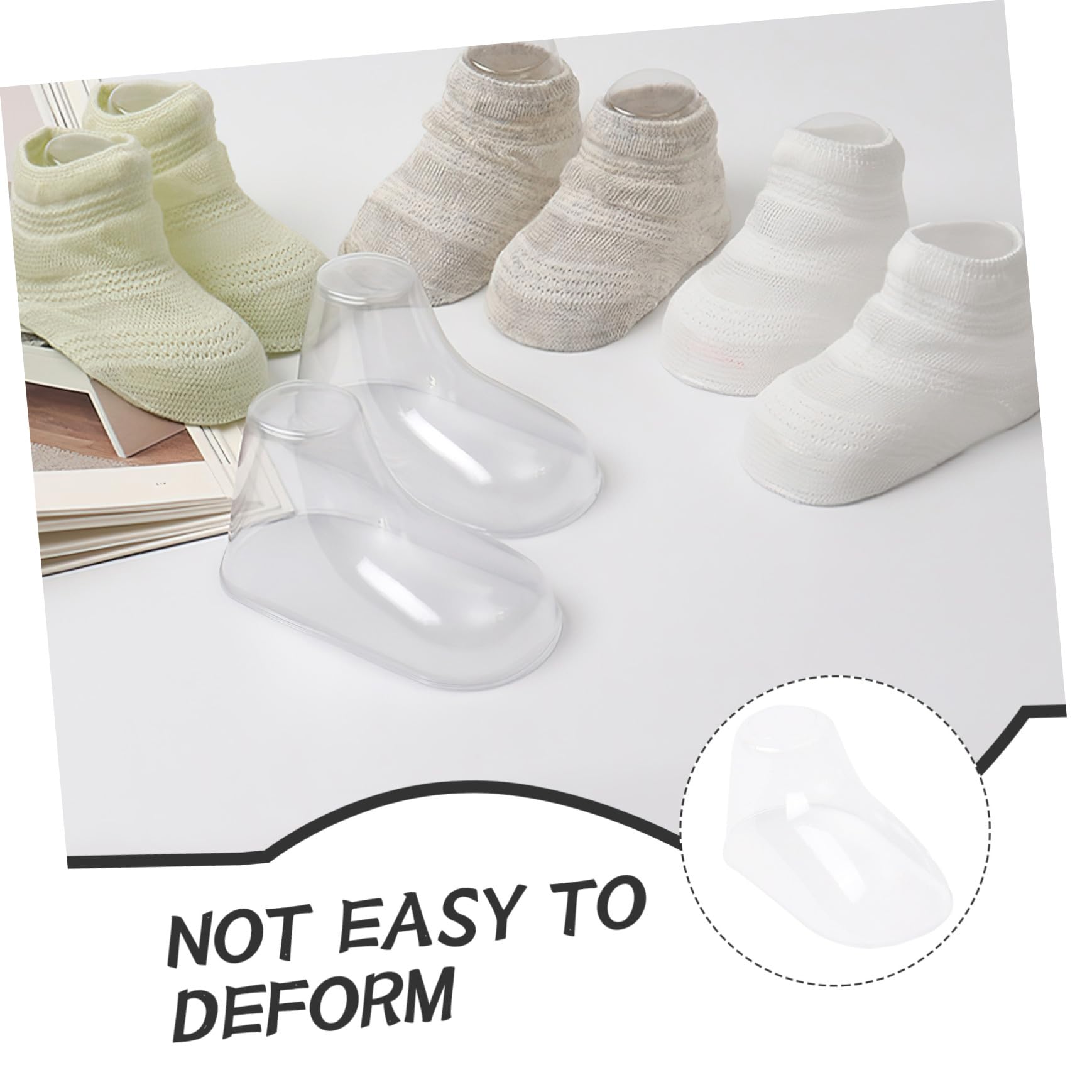 100 Stück Transparente Babyfüße Schuhhalter aus Kunststoff Socken Bootie display für Babysocken Schuhform zur Schuhformpflege und Präsentation