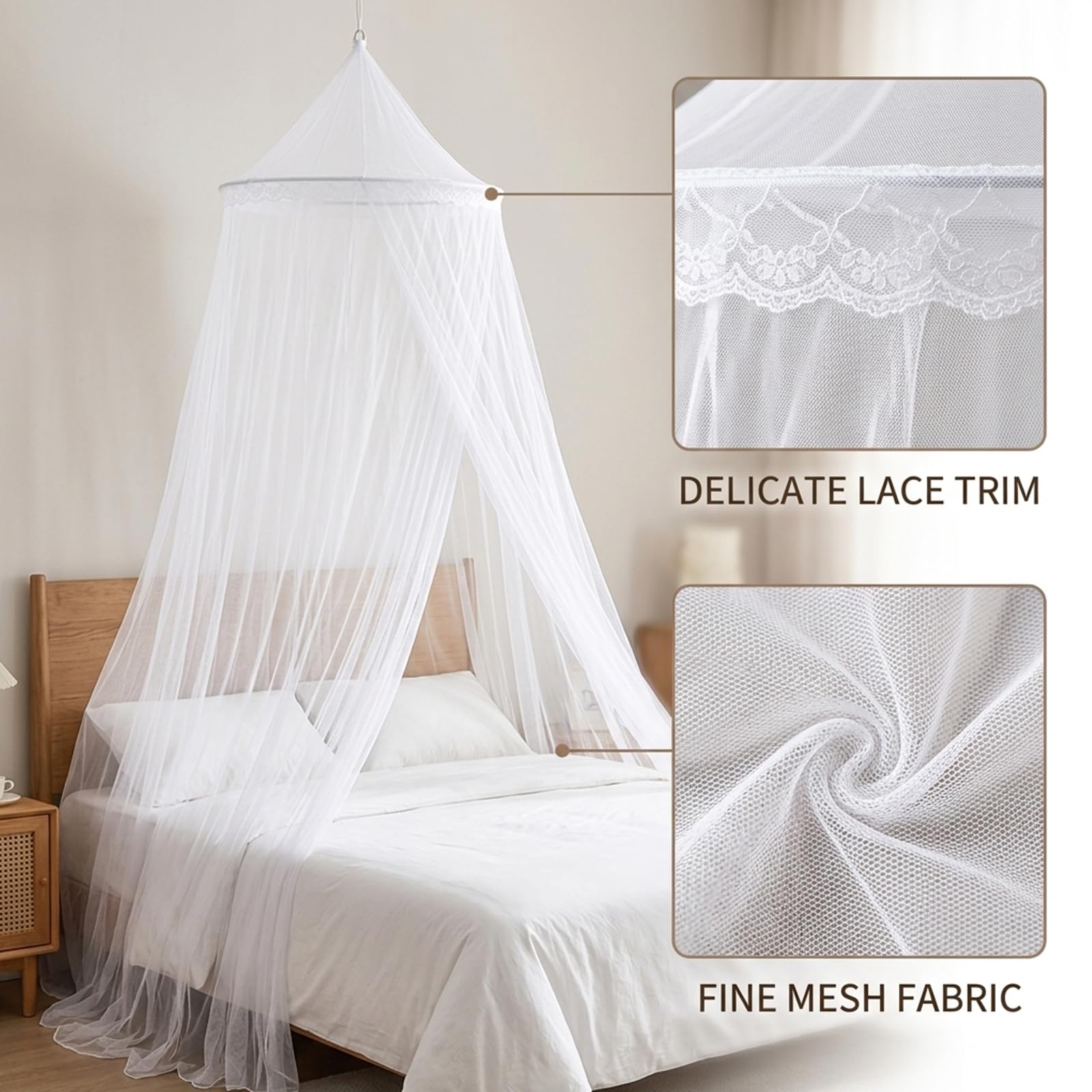 Bed Canopy, Mosquito Net for Bed, Double Bed Canopy Frame Design, 250 cm x 60 cm x 1050 cm Dimensions — view 3