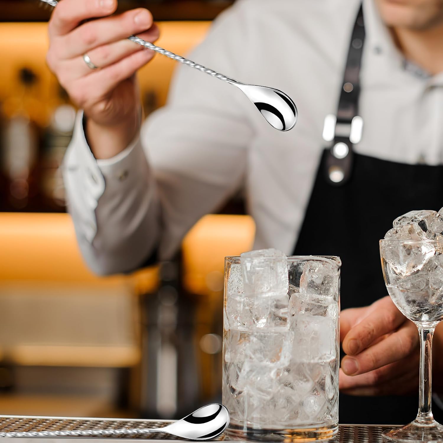 Stainless Steel Cocktail Bar Spoon Set Long Handle 6pcs