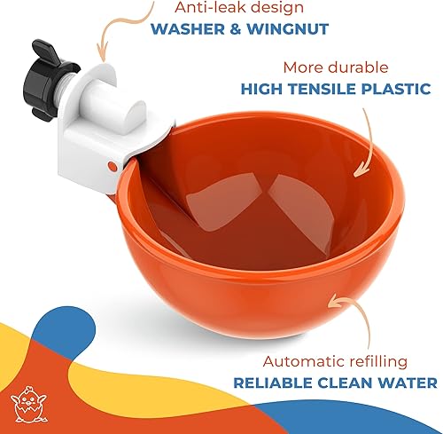 Miniatura 4 de LilClucker 20 tazas para bebedor de pollo 10 naranjas y 10 azules