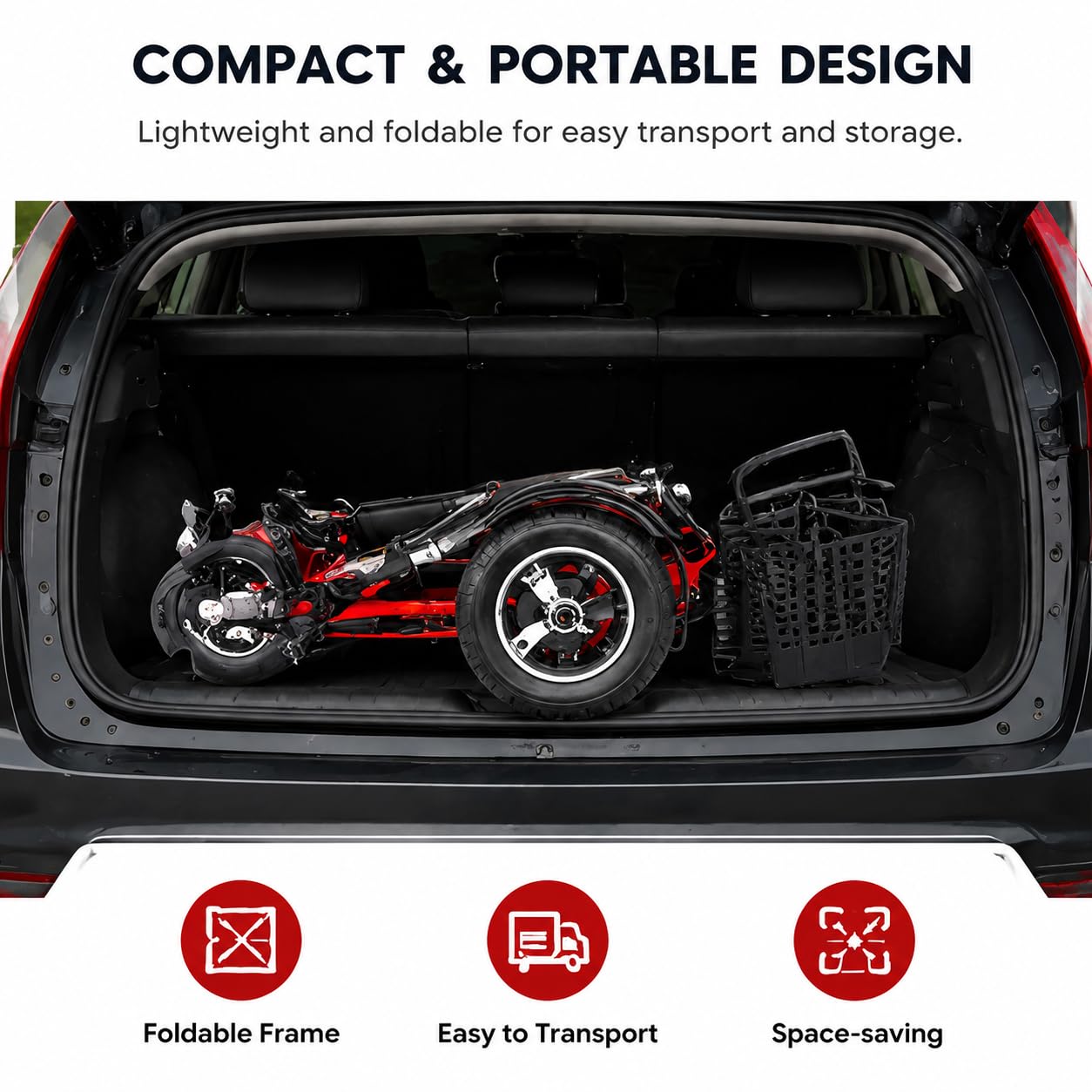 Genérico Scooter de Movilidad Eléctrico de 3 Ruedas Personas Mayores Plegable De con Asiento Incluye Cargador De Personas Mayores Scooter De Movilidad para Adultos y Personas Mayores