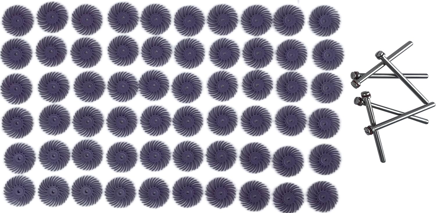 60pcs 3/4 Inch Radial Bristle Disc with 3 mm Shank for Rotary Tools, Jewelry Wood Metal Polishing Cleaning Abrasive Brush Kit, Grit 600
