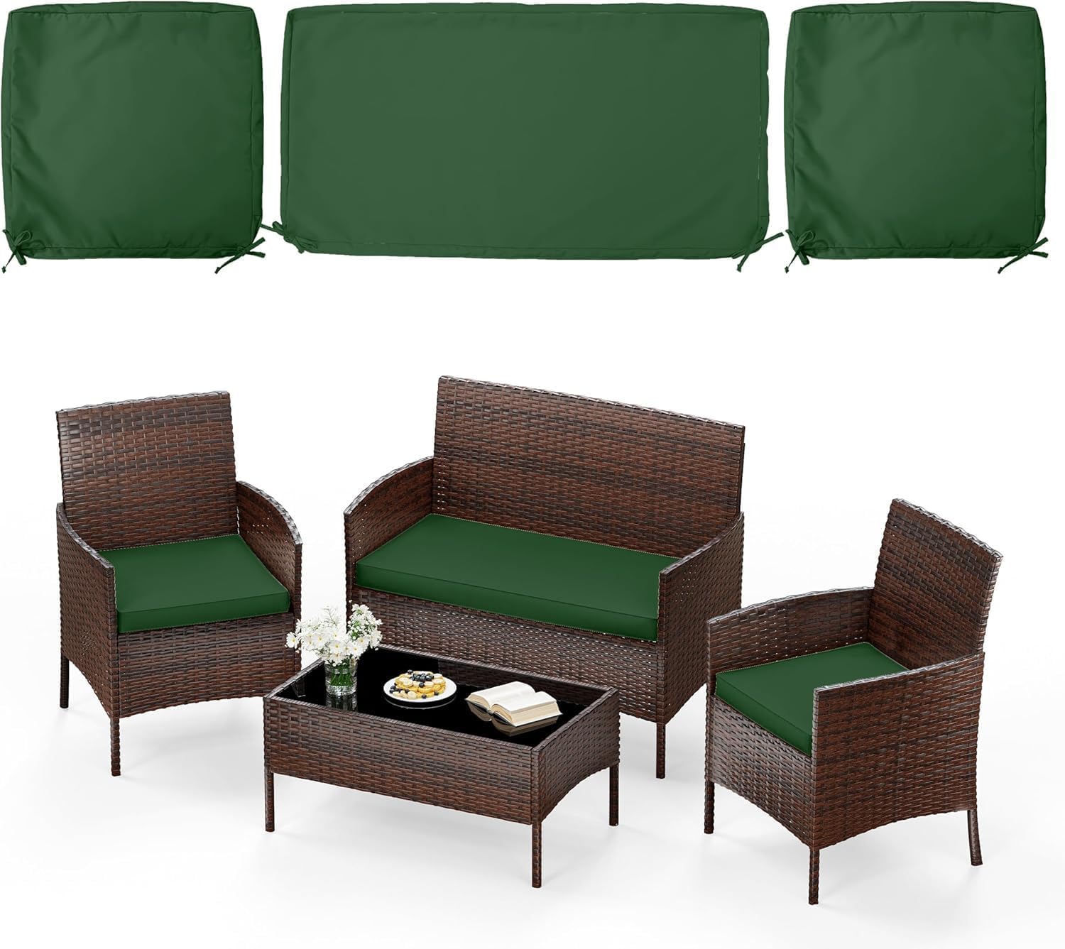 A Three-piece Outdoor Seating Replacement Set, Suitable for Terraces Or Living Rooms Made of Rattan Or Rattan-Like Materials.(Orange)