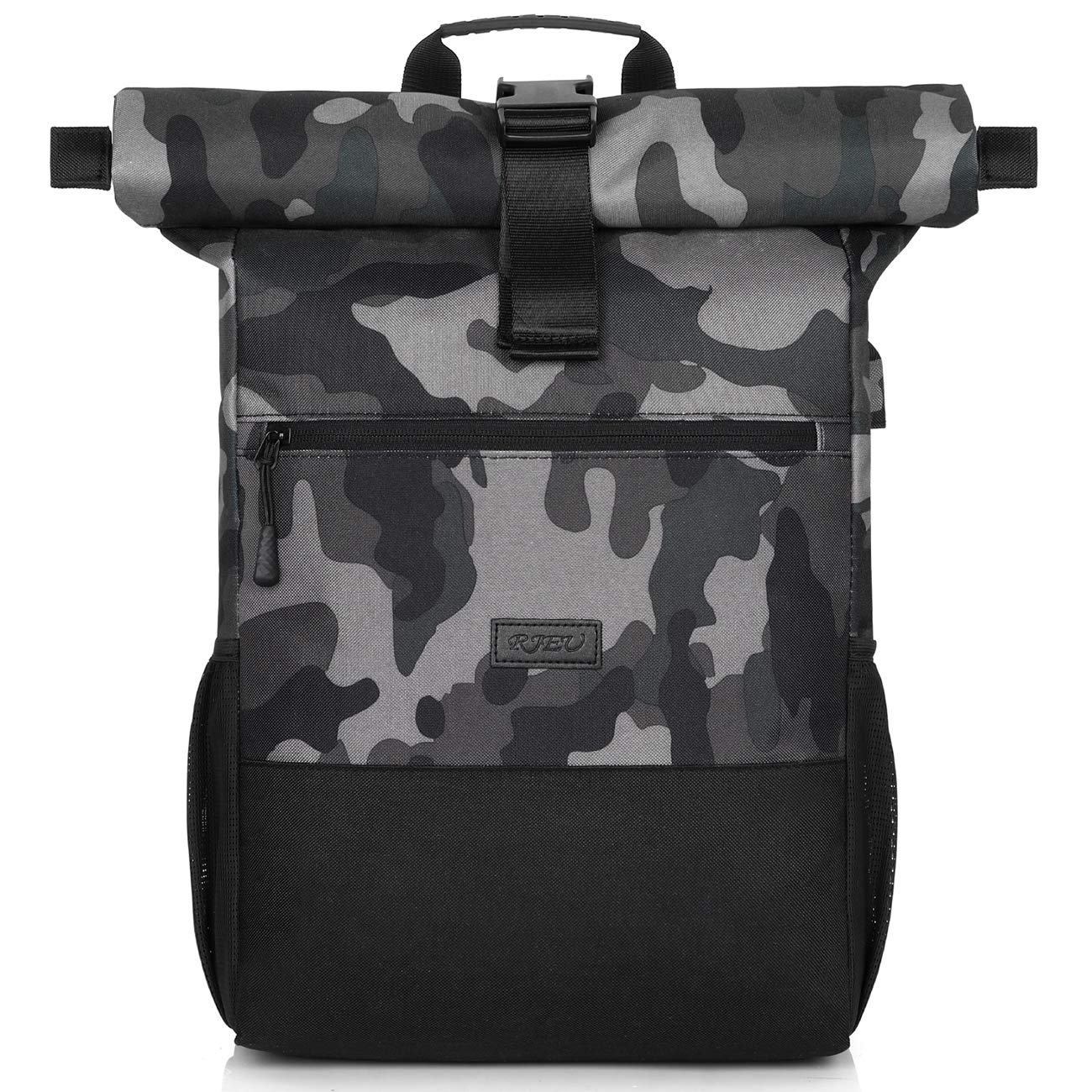 RJEU Zaino per Uomo e Donna, Zaino per Laptop da 15,6-17,3 Pollici con Porta di Ricarica USB, Borsa per Ragazzo e Ragazza Adolescente per Scuola, Viaggio (Camuffare-26L)