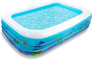 Dedilion Inflatable Swimming Pools, 70" X 50" X 24" Kiddie Pool with Bubble Bottom, Full-Sized Kiddie Blow up Pool for Kids, Adults, Baby, Children, Swimming Pool Above Ground, Garden, Backyard