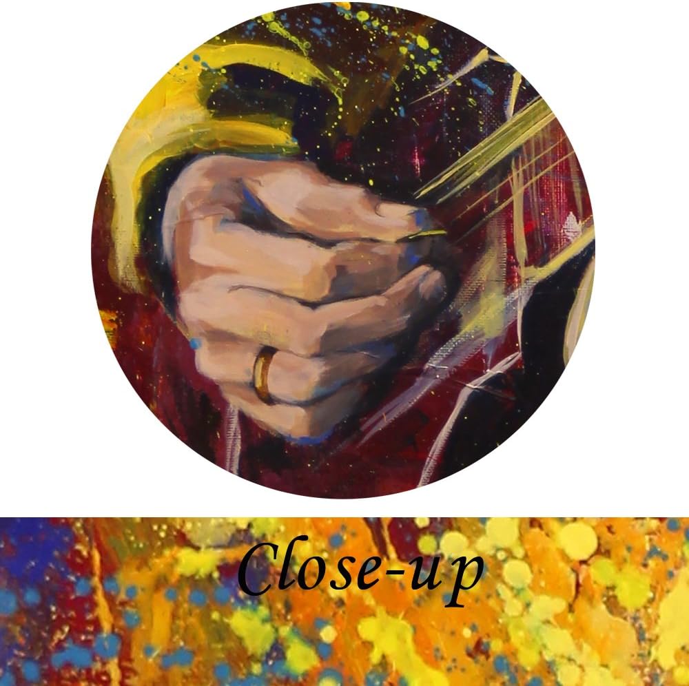 KREATIVE ARTS Large 3 Panel Wall Art Painting Music Picture Jazz Guitar Oil Painting Printed On Canvas Stretched By Wooden frame For Living Room Decor 16x32inchx3pcs