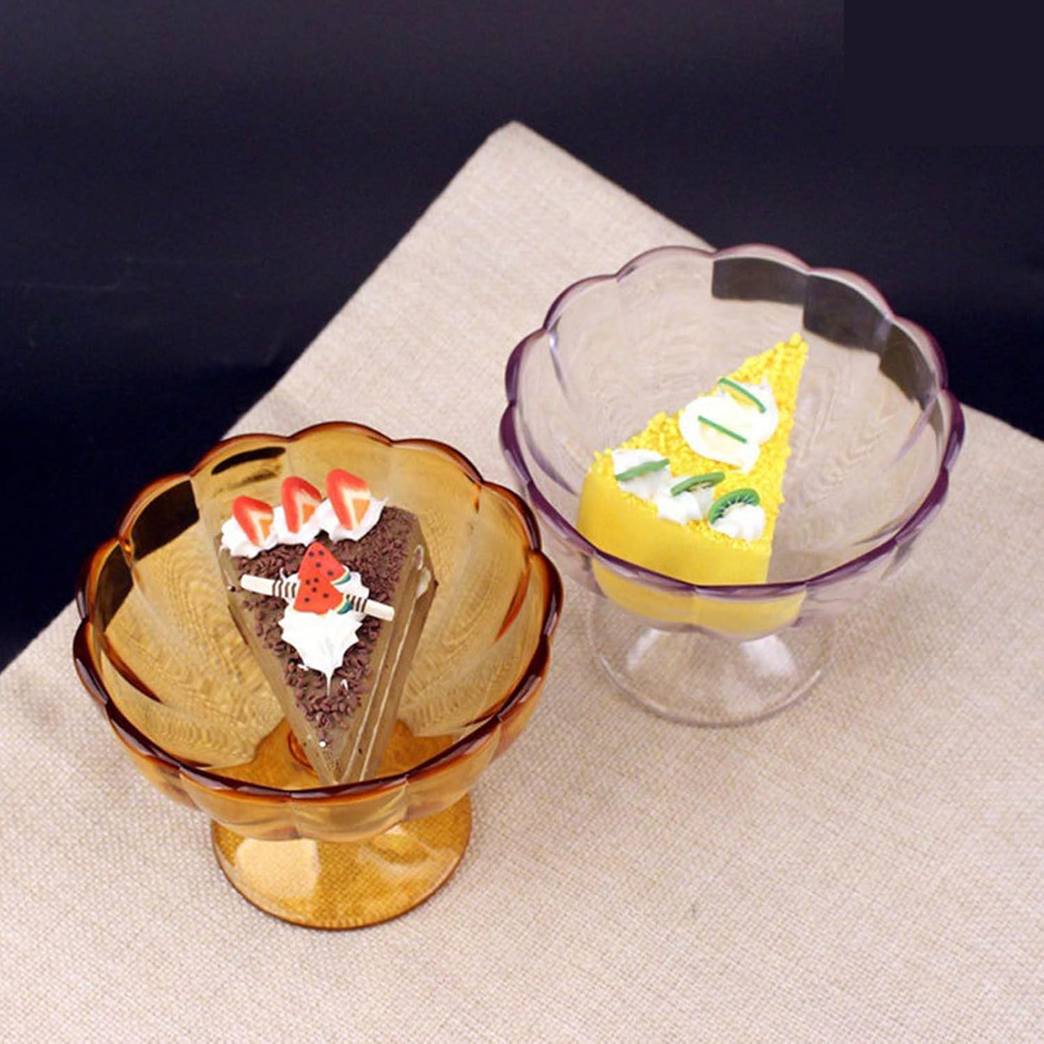 Ice Cream Bowl with Spoon, 3 Size Ice Cream Cup, Petal Shape Dessert Bowl