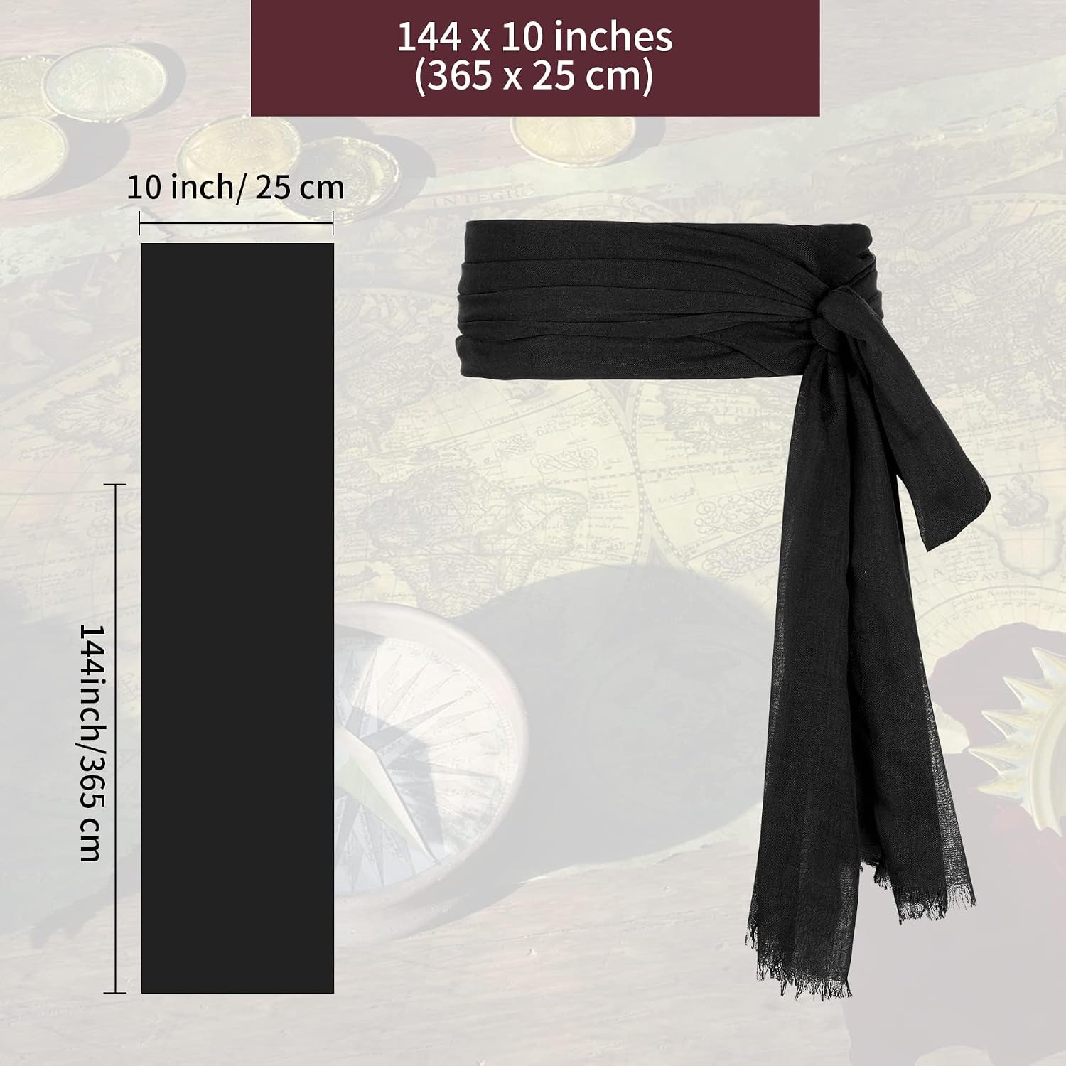 Zando Pirate Bandana Belt for Women Men - Halloween Renaissance Costume Accessories, Pirate Head Scarf Sash for Cosplay Party