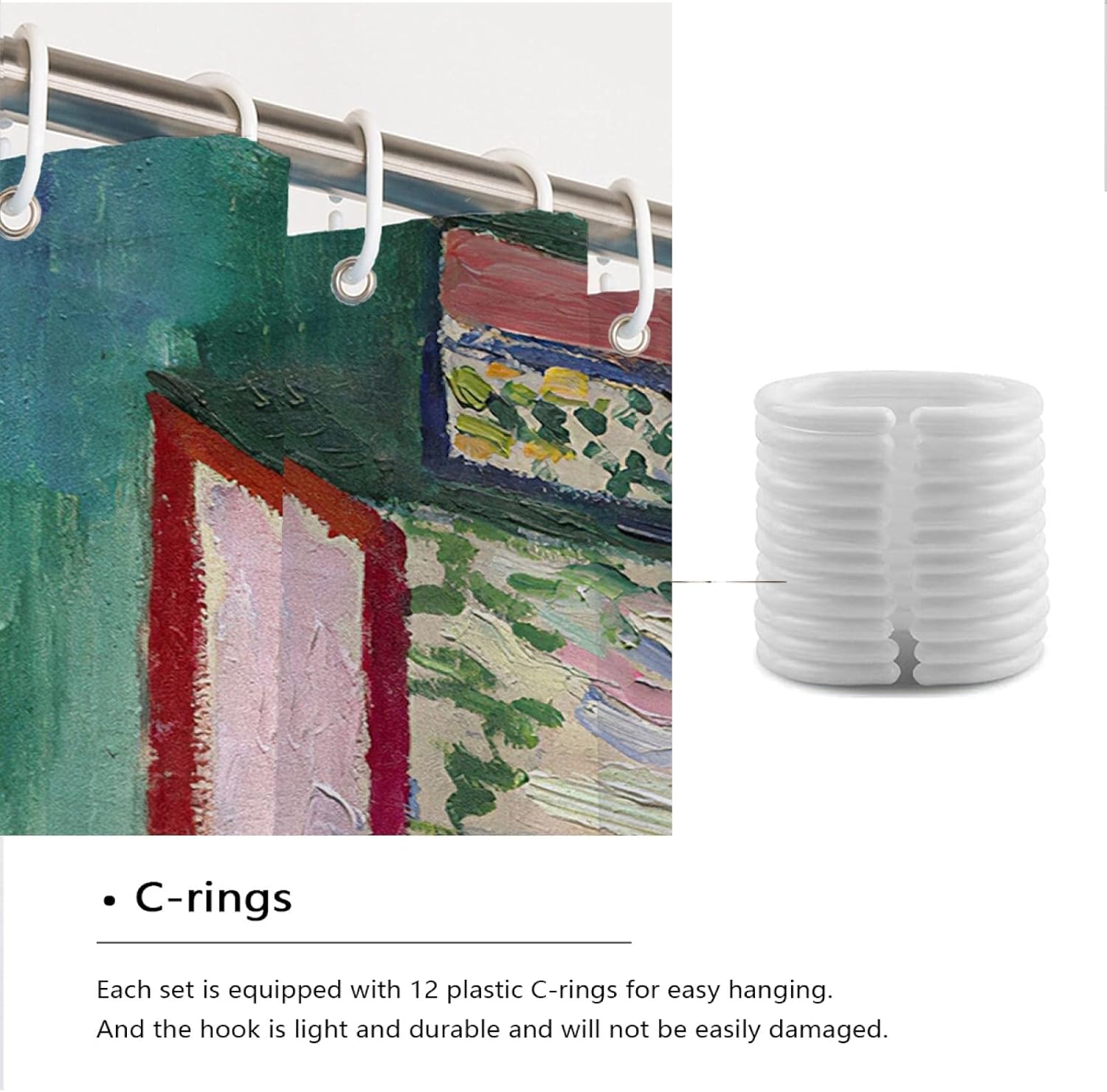 Henri Matisse Shower Curtain Liner Famous Painting Open Window Shower Curtain Oil Painting Print Shower Curtains Home Bathroom Decor W96 x L72(in)