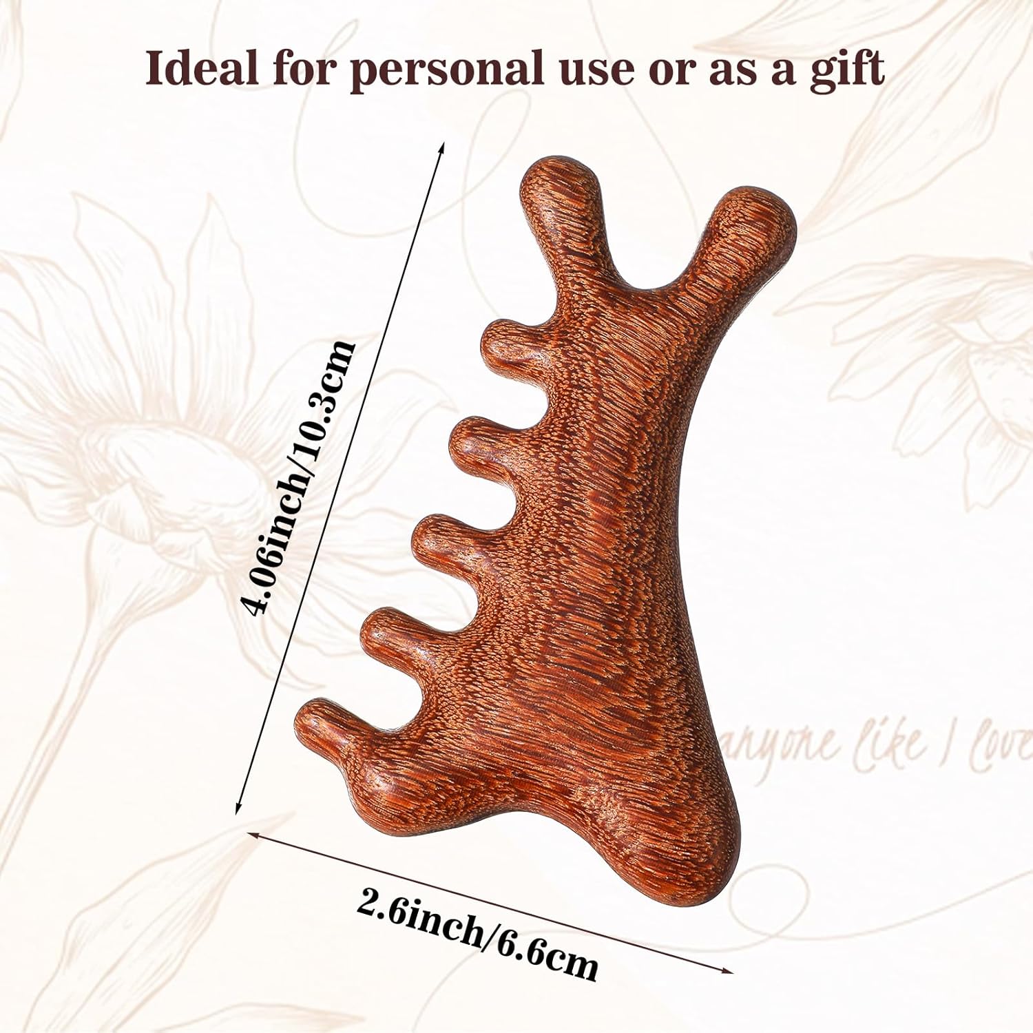 4-In-1 Wooden Scalp Massager Comb For Hair Growth Gua Sha Tool For Face & Body Natural Wood Hair Scalp Massager Sandalwood Massage Comb For Stress Relief & Circulation - Image 2