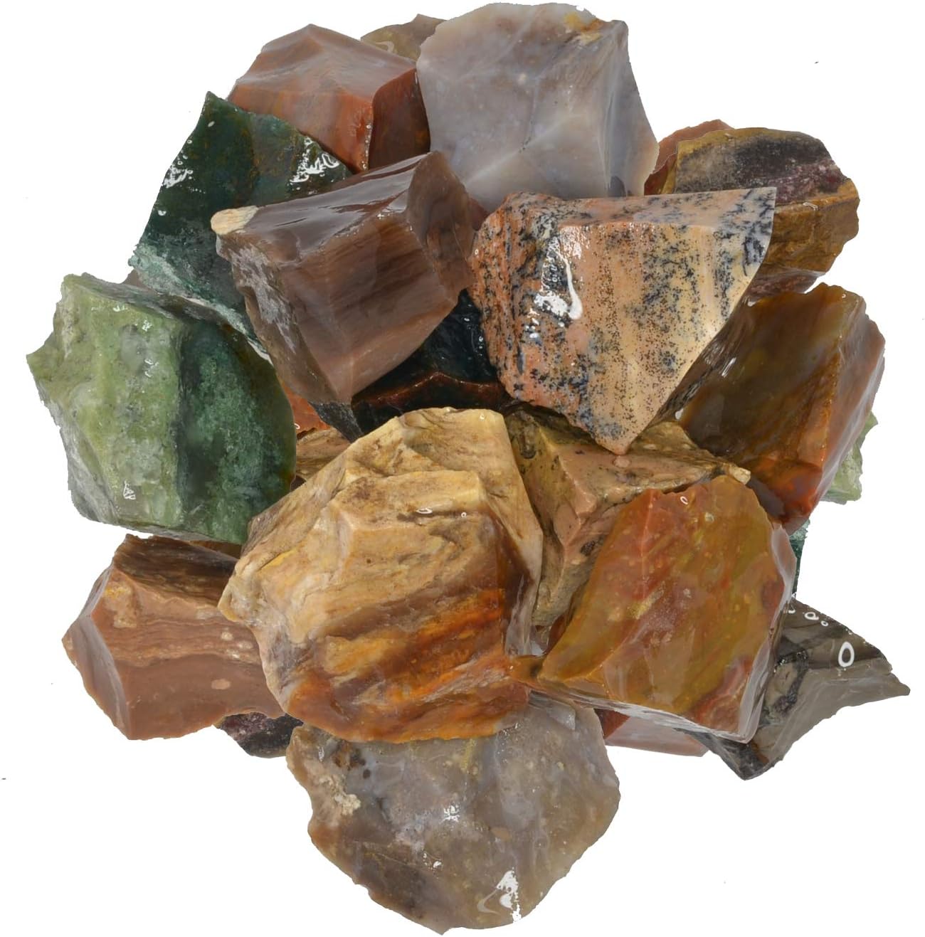 Hypnotic Gems: 3 lbs of Rough Assorted Fancy Jasper Stones from India - Natural Rock Crystals for Tumbling, Wire Wrapping, Jewelry Making, Home Décor, Energy Crystal Healing, Reiki and More!