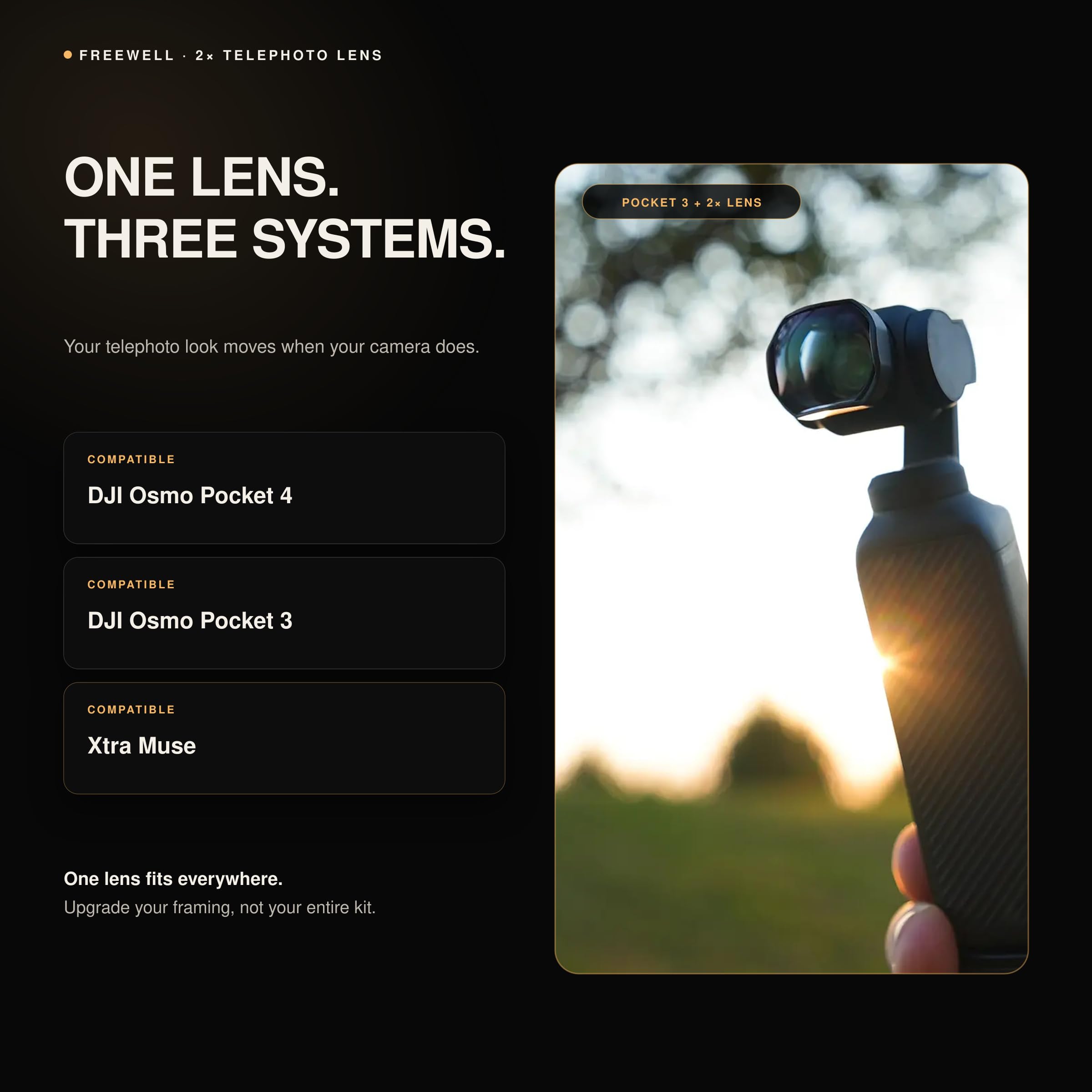 Freewell 2 x teleobiektyw do DJI Osmo Pocket 4/3 i Xtra Muse