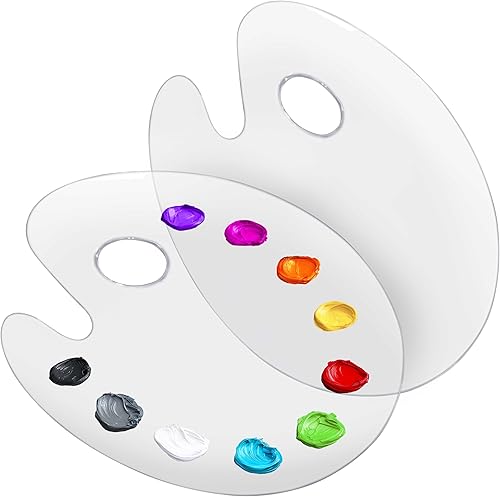 Miniatura 1 de U.S. Art Supply Paleta de pintura acrílica transparente ovalada de 9 x 11.8 pulgadas (paquete de 2)  Bandejas de mezcla de colores de pintura de