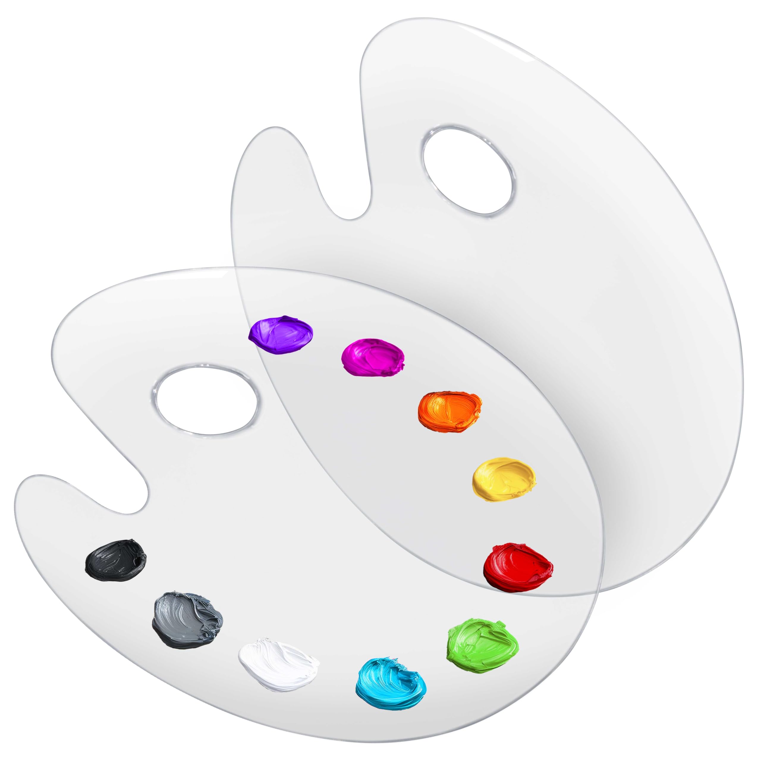 Oval Artist S Palette With Vibrant Mixed Paint Colors Stock Illustration - Illustration Of Brush - View #2