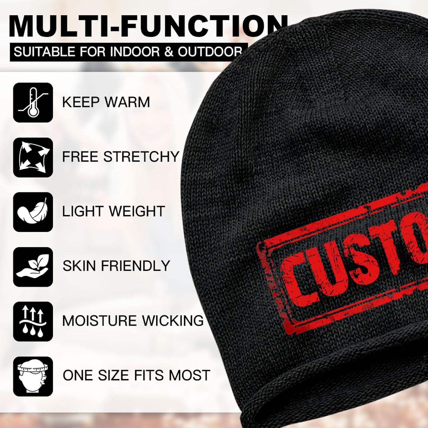 Custom Beanies Hats for Men Women Design Your own Personalized Skull Caps Add Logo Text Image - Image 5