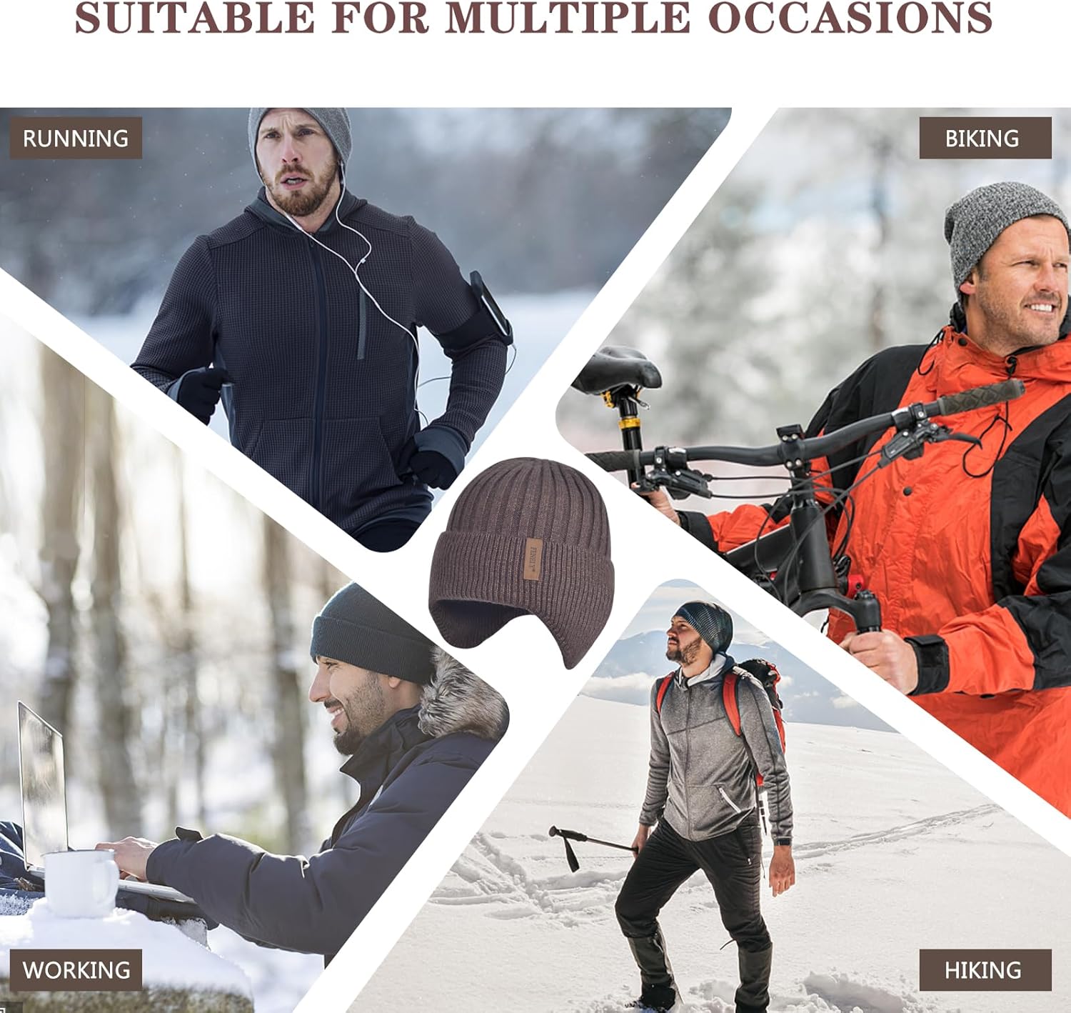 Men Winter Beanie Hat Touchscreen Gloves Neck Warmer 3 in 1 Set with Fleece Lined - Image 6