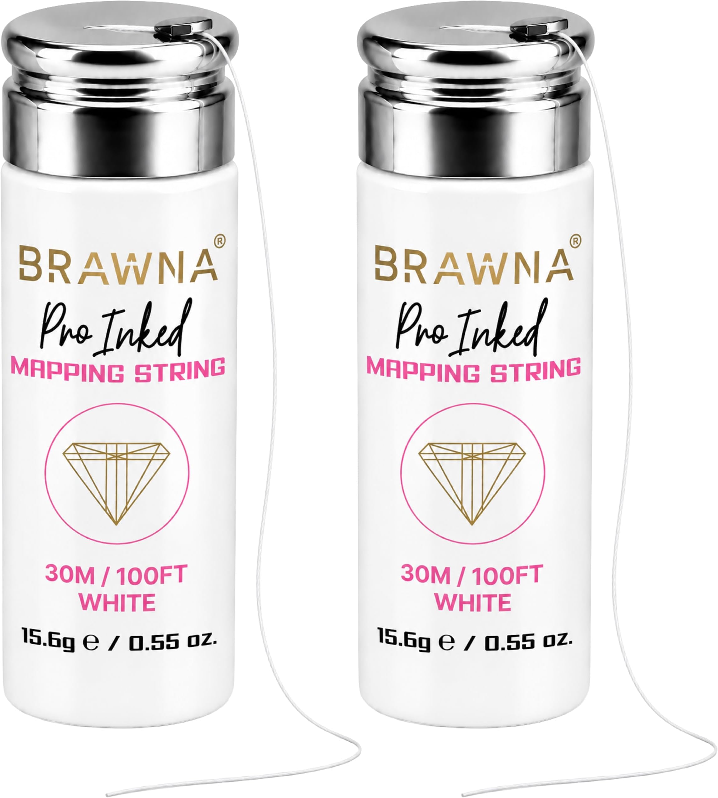 BRAWNA White Eyebrow Mapping String, 2-Pack, 30 M Each