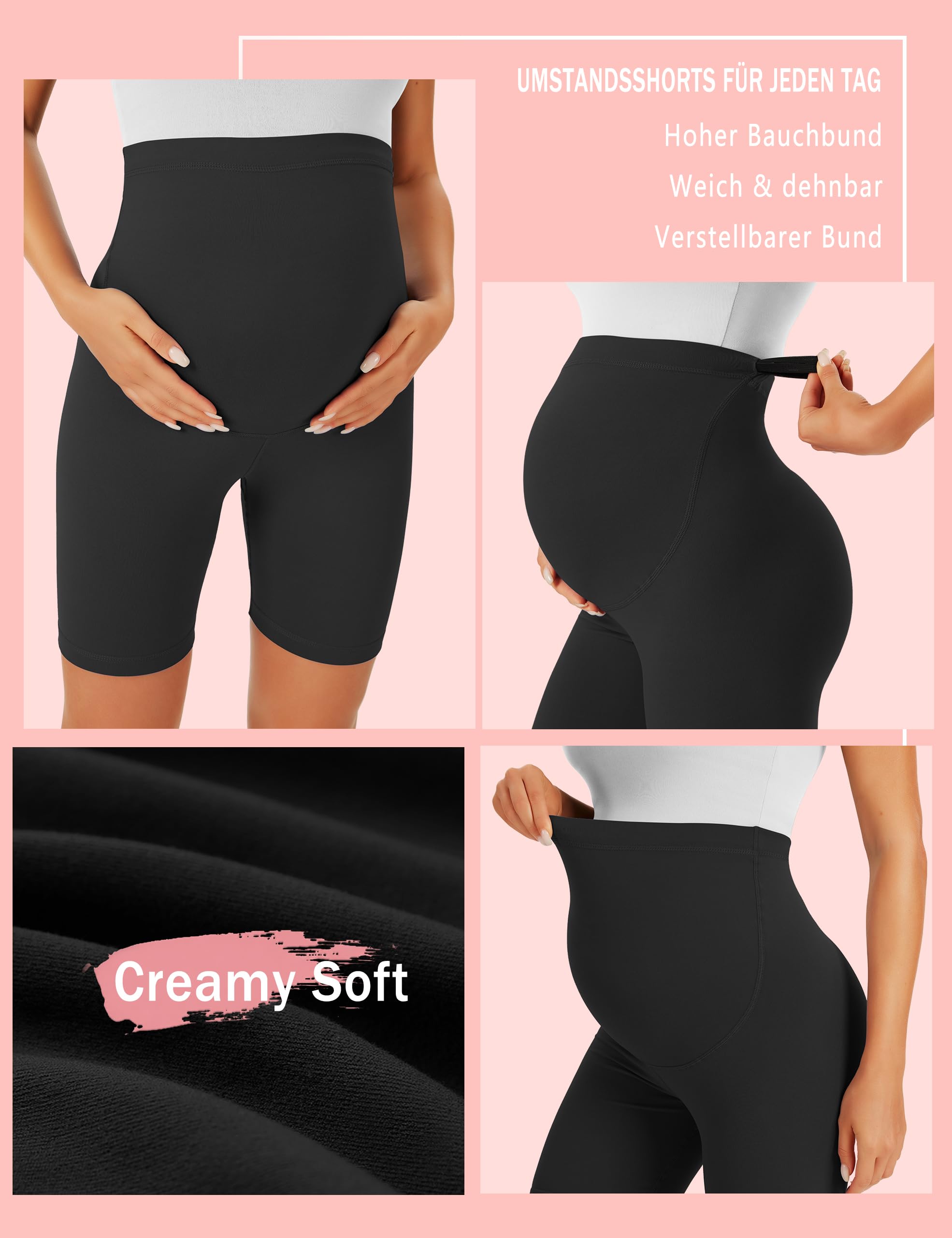BAYDI Creamlush Pantalones cortos de maternidad, leggings de maternidad, transpirables, con cintura ajustable, para yoga, pilates, pijama en casa