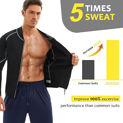 Miniatura 3 de Traje de sauna de neopreno para hombres para pérdida de peso, camisa de entrenamiento, chaqueta de fitness, gimnasio, ropa de manga larga