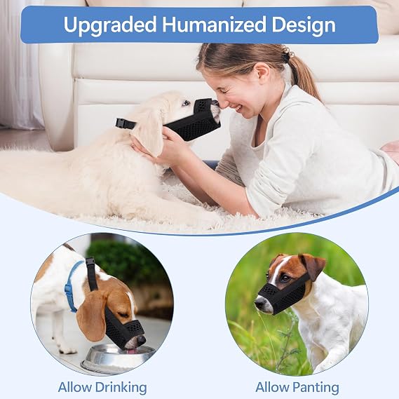 Dog Muzzle for Large Medium Small Sized Dogs, Adjustable Mesh Dog Muzzle