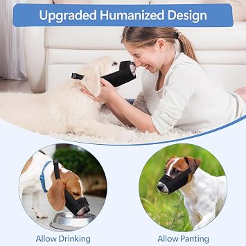 Dog Muzzle for Large Medium Small Sized Dogs, Adjustable Mesh Dog Muzzle