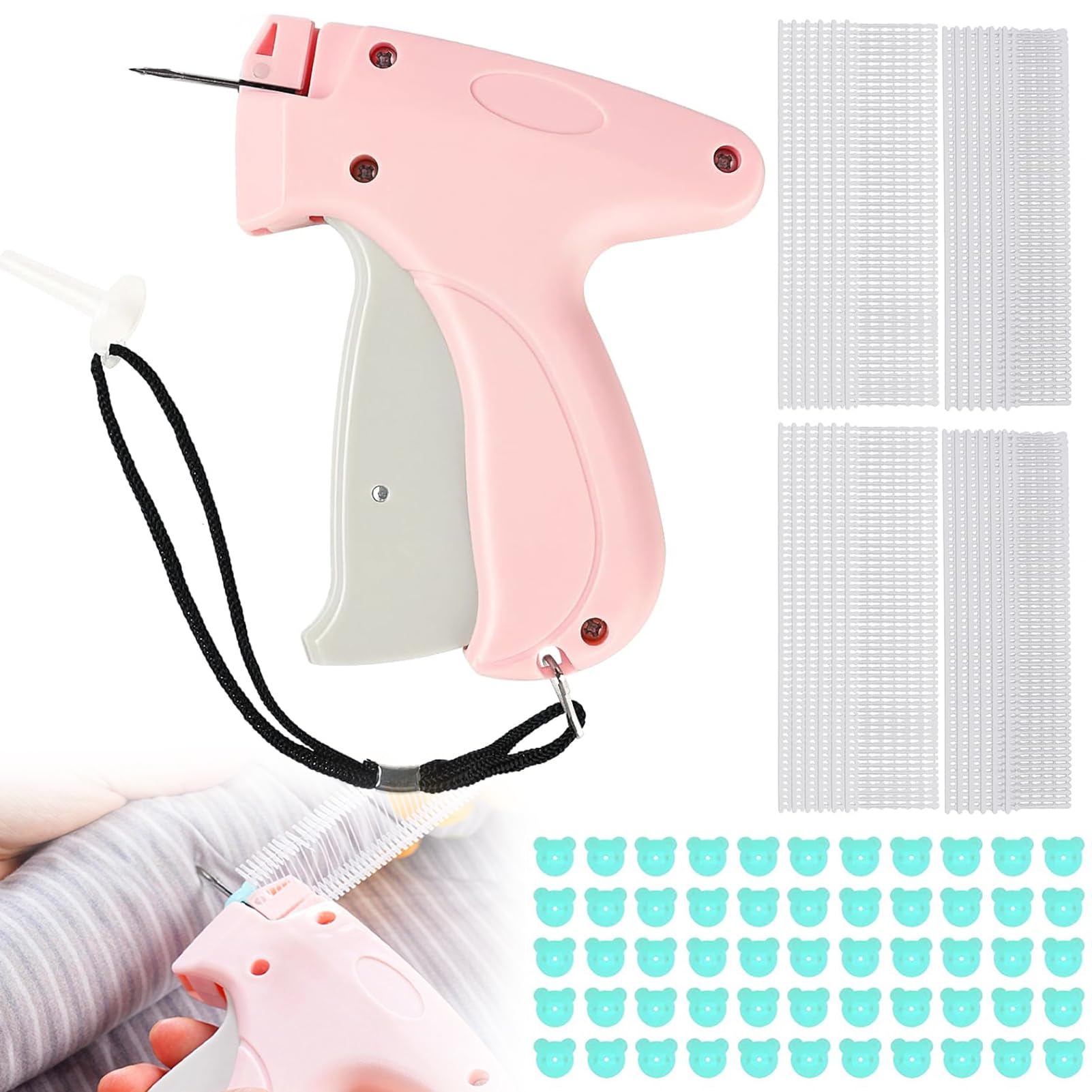Ousinby Stitchy Quick Clothing Fixer, Pink, Small, Manual, Plastic, Handheld Sewing Machine