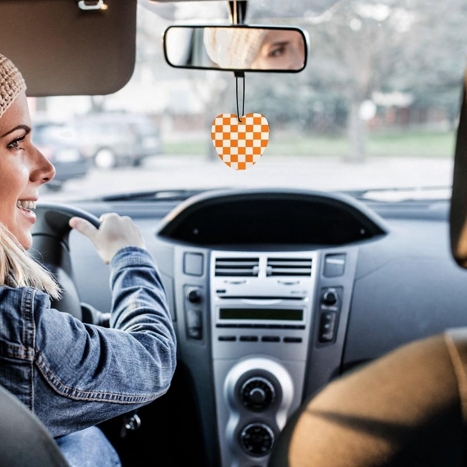 Tennessee Orange White Checkerboard Car Air Freshener Hanging Aromatherapy Tablets for Car Accessories Love form