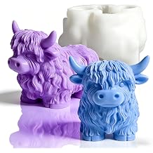 Highland Cow Epoxy Resin Molds, 3D Cow Animal Candle Silicone Mold | 3D Highland Cow Animal Concrete Molds for Epoxy Resin, Soap Making, Candle Making, Ice Cube, Clay, Fondant, Cake Decorating