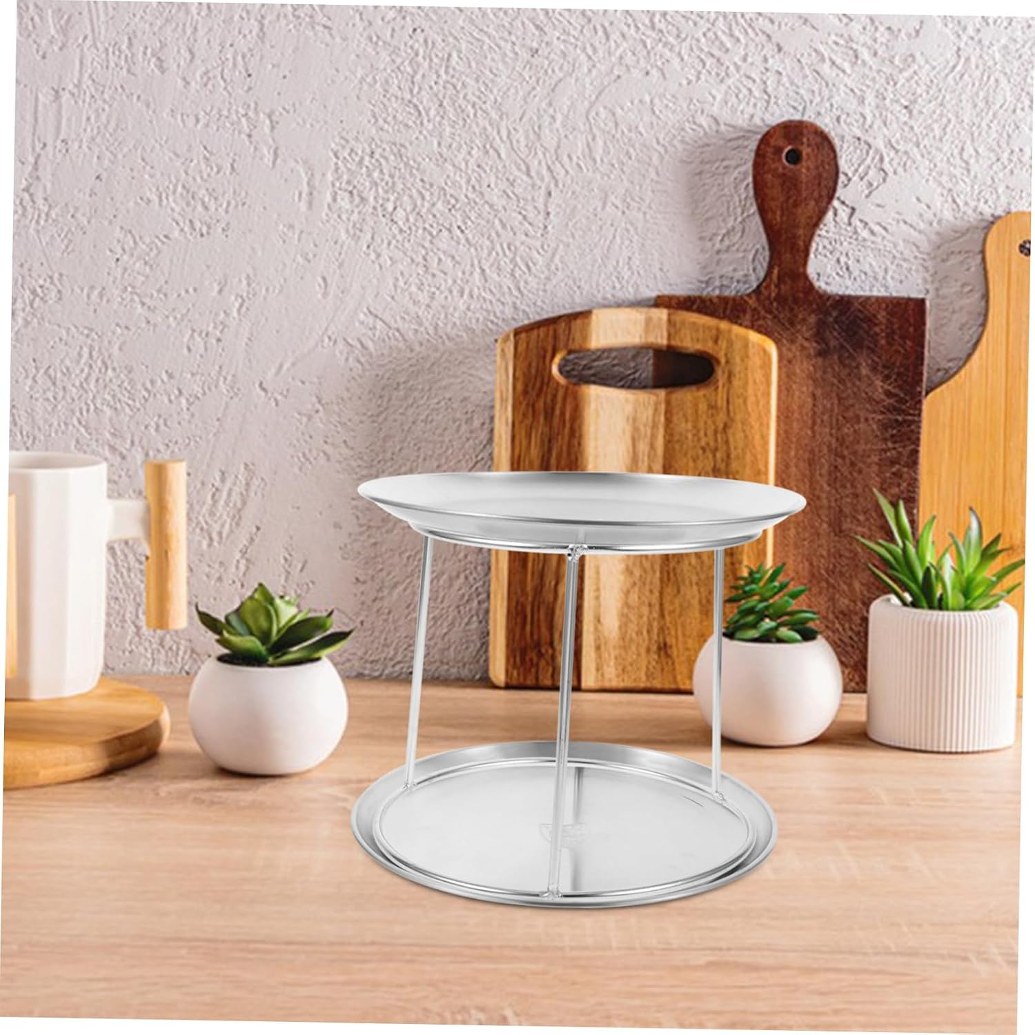 Ciieeo 3Pcs Stainless Steel Double-layer Seafood Tray Rack for Buffet Serving Food Dish Holder Stand Suitable for Household and Restaurant Use Versatile Seafood and Pizza Plate Display Rack