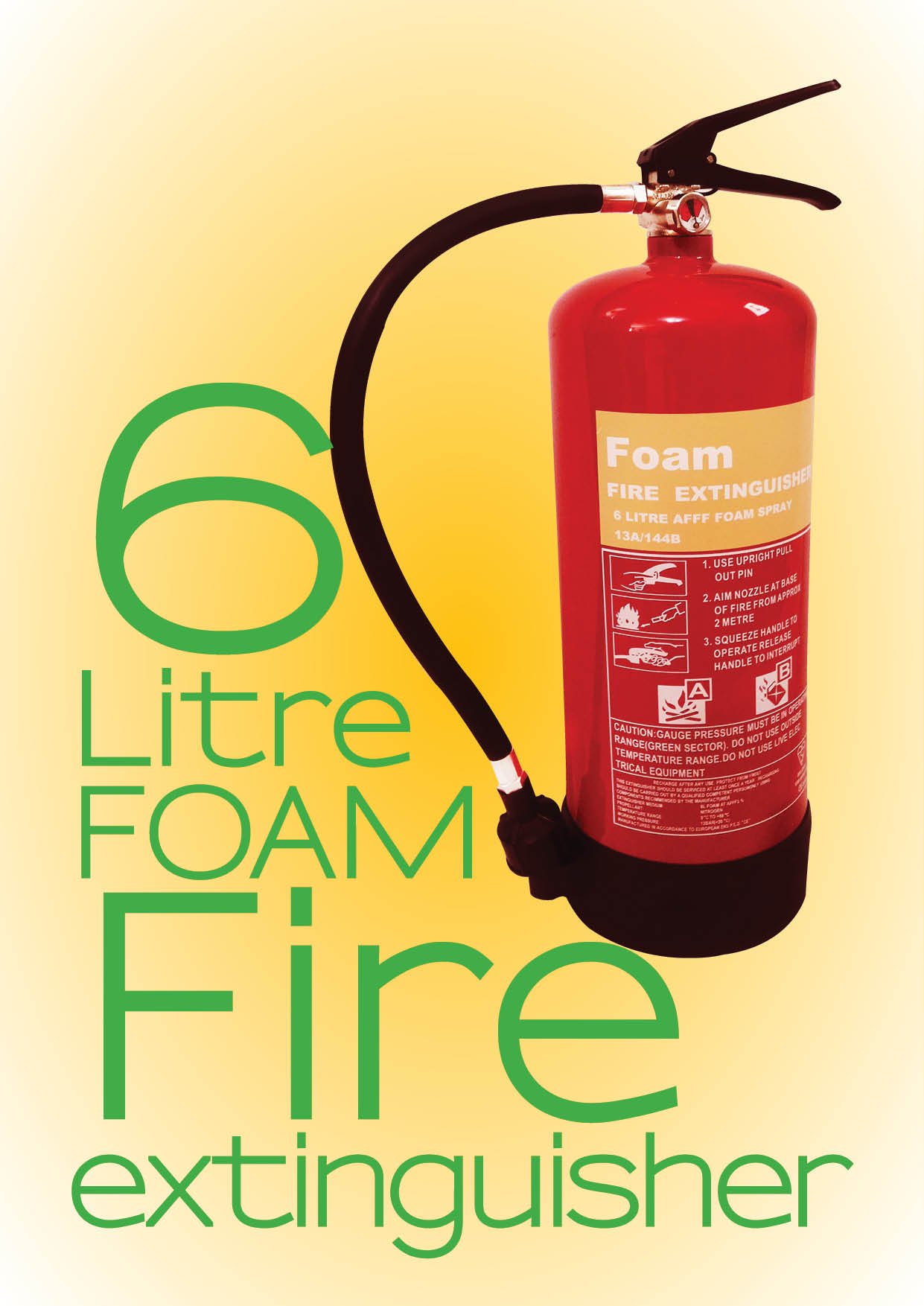 Fss Uk 6 Litre Foam Fire Extinguishers. British Standard Kitemarked And Ce With Id Signs. Ideal For Homes Kitchen Workplace Offices Warehouses Workshops Garages Hotels Restaurants
