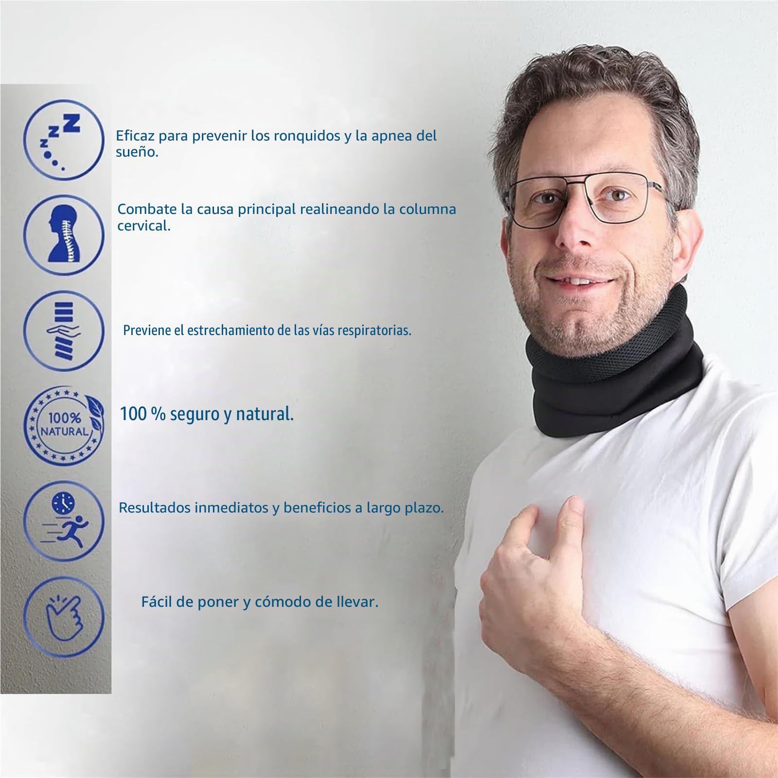 Collarín Cervical Vitavix for ronquidos, Soporte Cervical: no vuelva a roncar. Nuevo collarín Cervical for Dormir (2025). Collarín Cervical Ajustable de Espuma Suave.