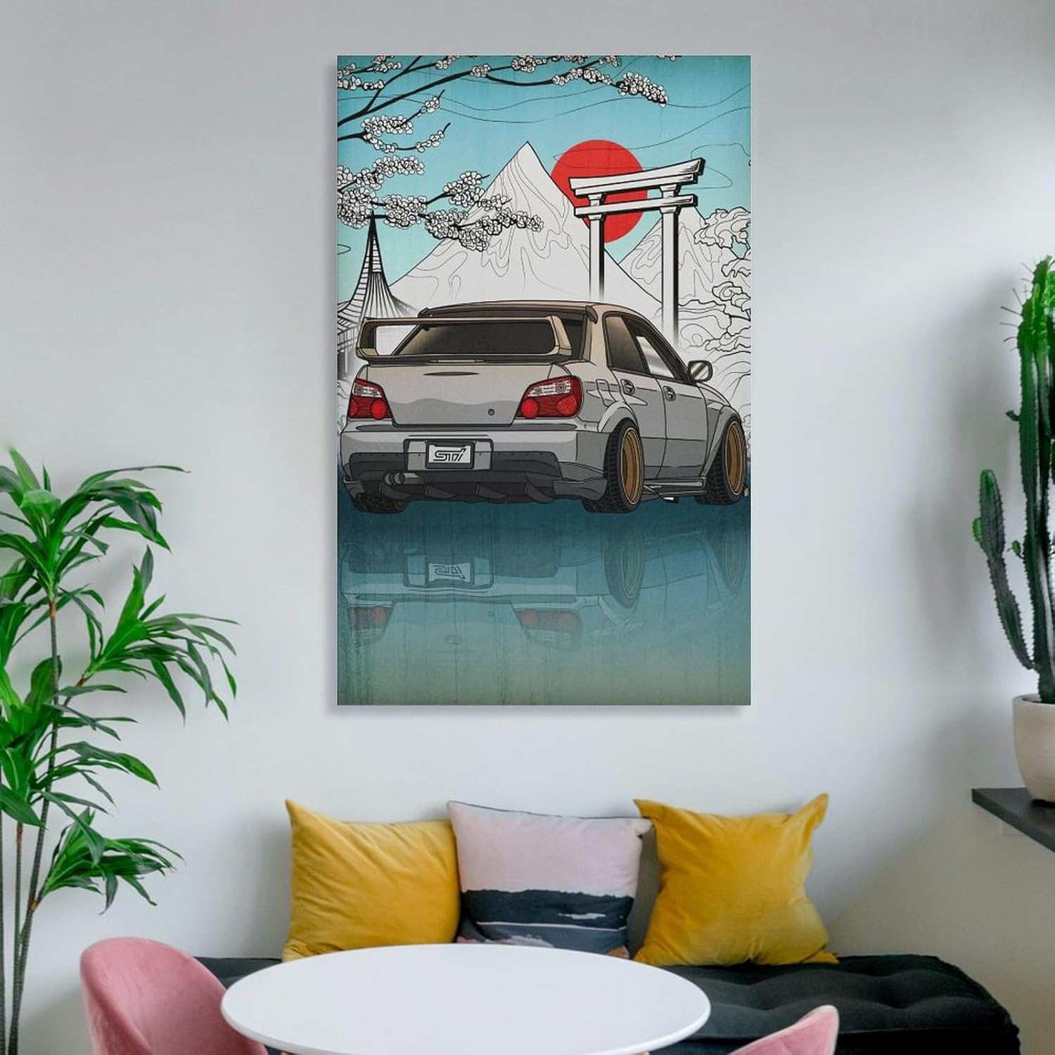 Impreza Wrx Art Jdm Car Japan Fuji Temple Sunset Car Posters & Prints Car Canvas Wall Art Living Room Decor for Men Aesthetic Paintings Pictures Wall Decor Framed Unframed 12x18inch(30x45cm) - Image 6