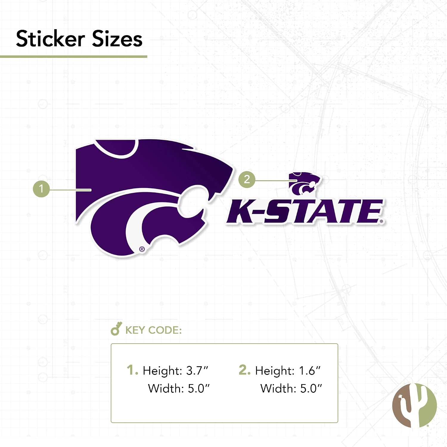 Desert Cactus Kansas State University License Plate Frame and Sticker Car Tag Holder for Front or Back of Car Officially Licensed Metal (Sticker Frame Combo - Mascot)