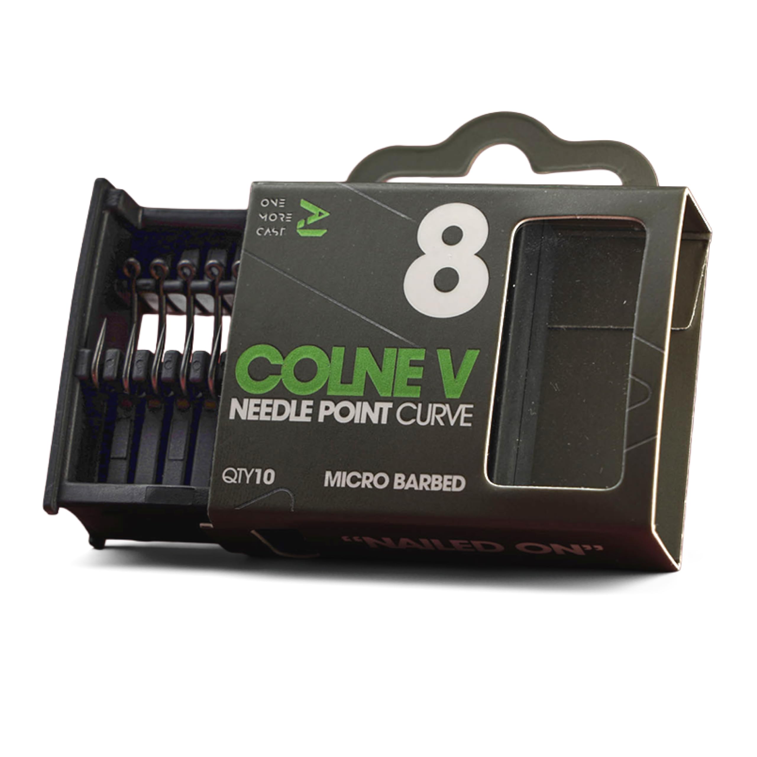 OMC Colne V Needle Point Hooks Curved Pattern – Sizes 2, 4, 6 & 8 Barbed Carp Fishing Hooks with Fine Needle Point